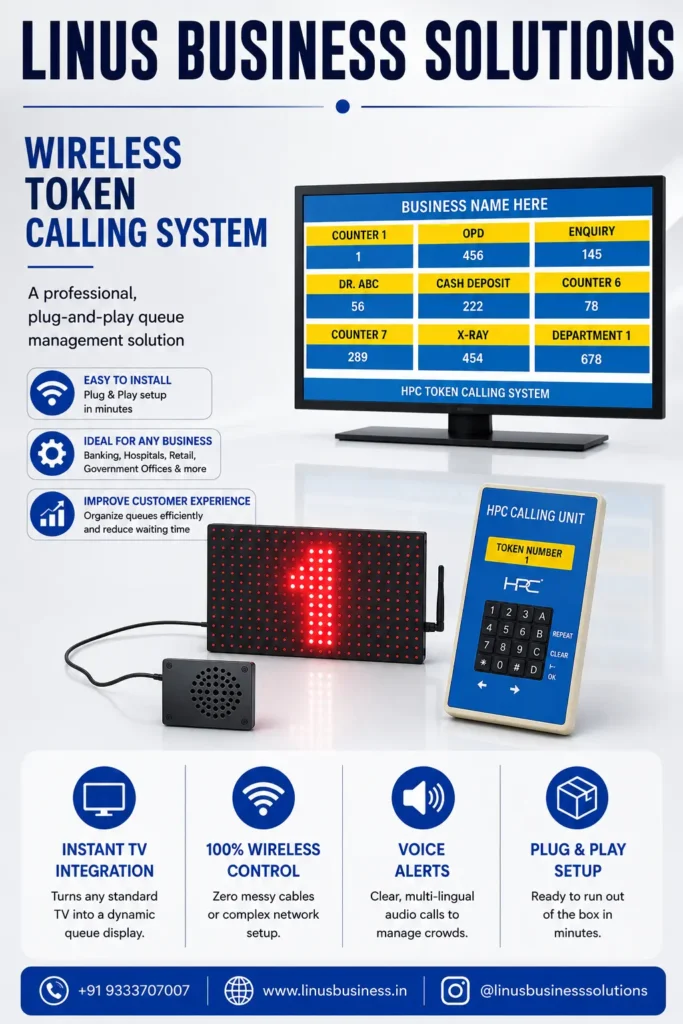 HPC Wireless Token Calling System with digital token display