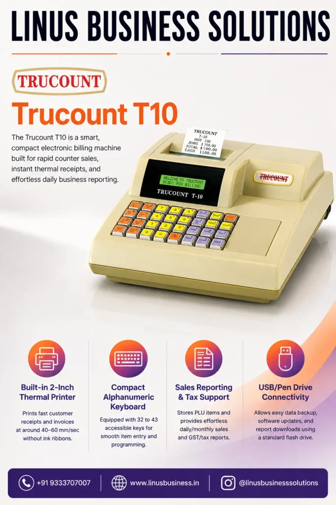 Trucount T10 electronic billing machine with 2-inch thermal printer