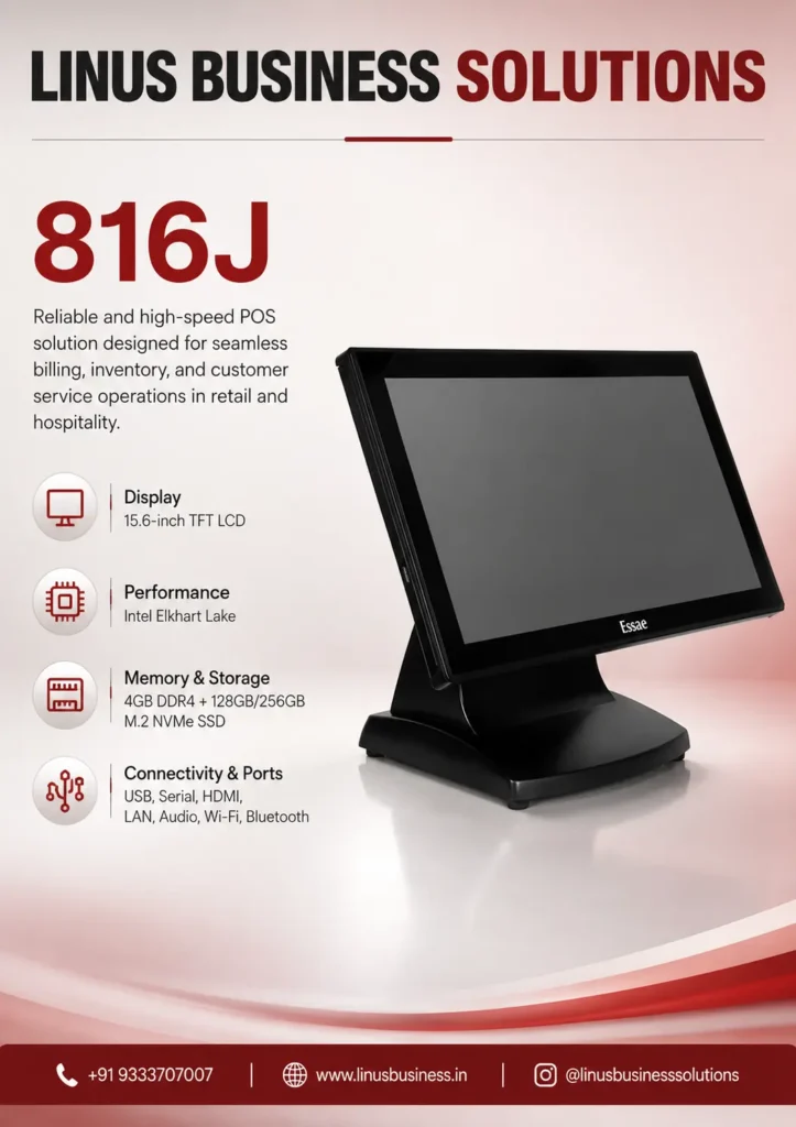 Essae 816J POS machine with 15.6 inch touchscreen