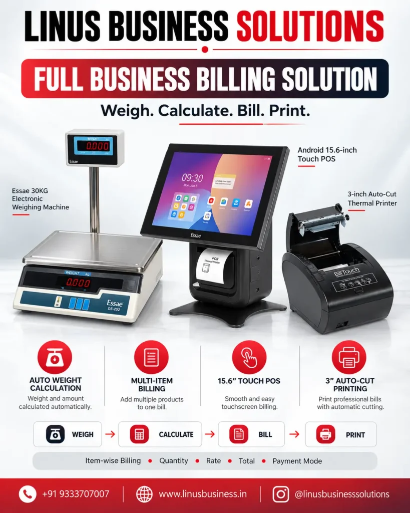 Full Business Billing Solution with weighing machine touch POS and thermal printer
