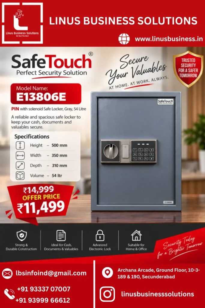 SafeTouch E13806E 54 litre electronic safe locker with PIN access