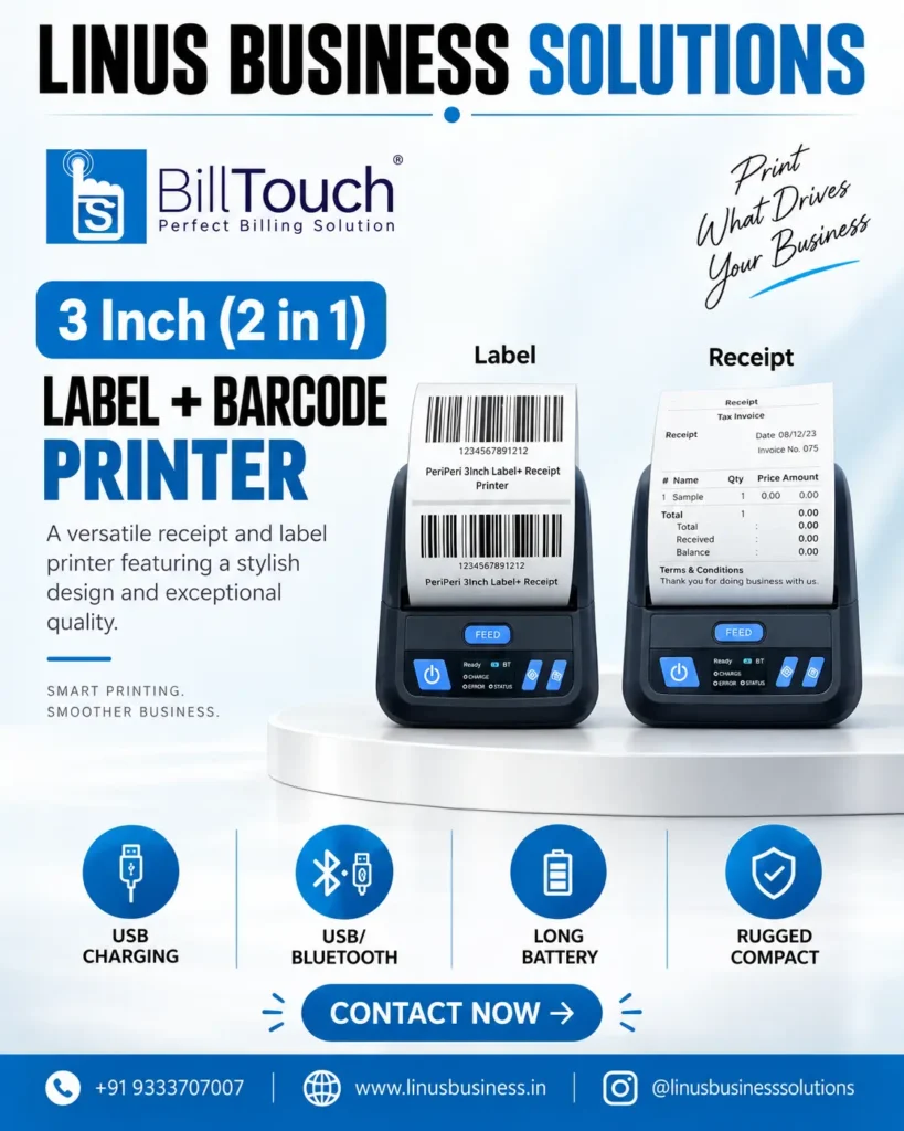 BillTouch 3 Inch 2 in 1 Label and Barcode Printer